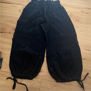 Women’s Black Drawstring Cotton Gauze Pants